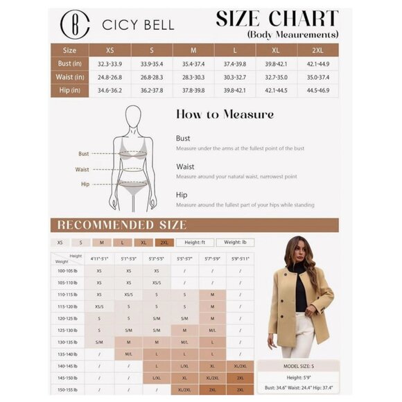 **Cicy Bell**   Fall Oversized Collarless Blazer Jackets Double Breasted NWT M - Picture 9 of 9